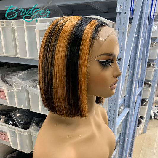 Sdd Bone Straight Bob Color Human Real Hair Wig