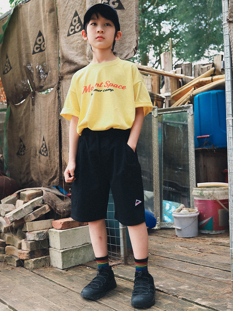 Men's & Children's Short-sleeved Summer Outdoor Camping Style Breathing Cotton Teens Short Sleeve Children's T-shirt