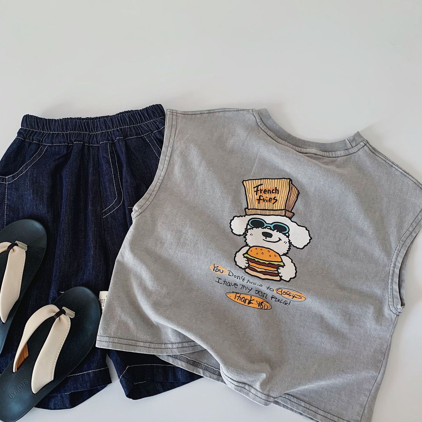 Children's Sleeveless Summer Korean Style Boys Cartoon Vest Children's T-shirt