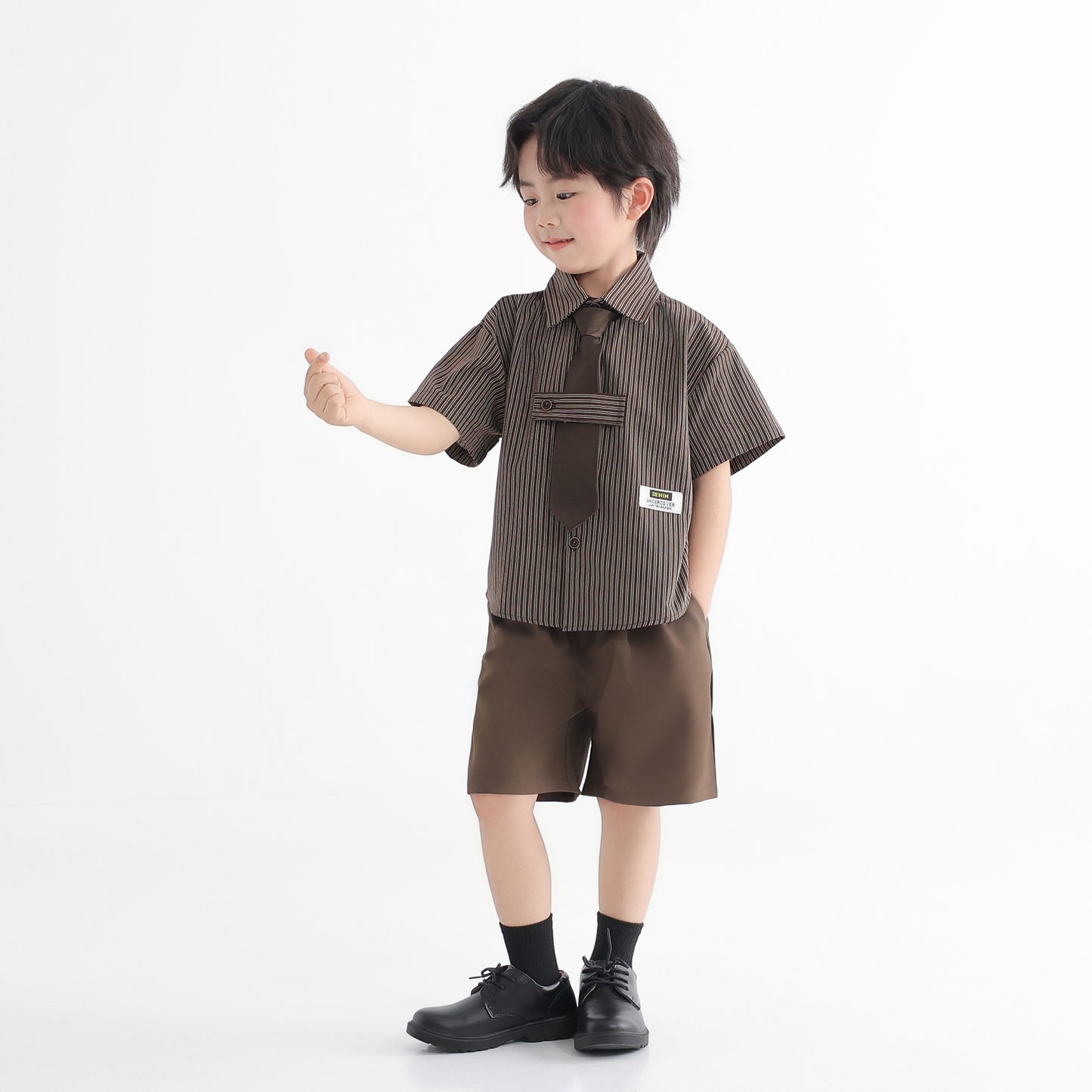 Suit Two Pieces Spring Leisure Pu Boy Model Catwalk Performance Children's Shirt
