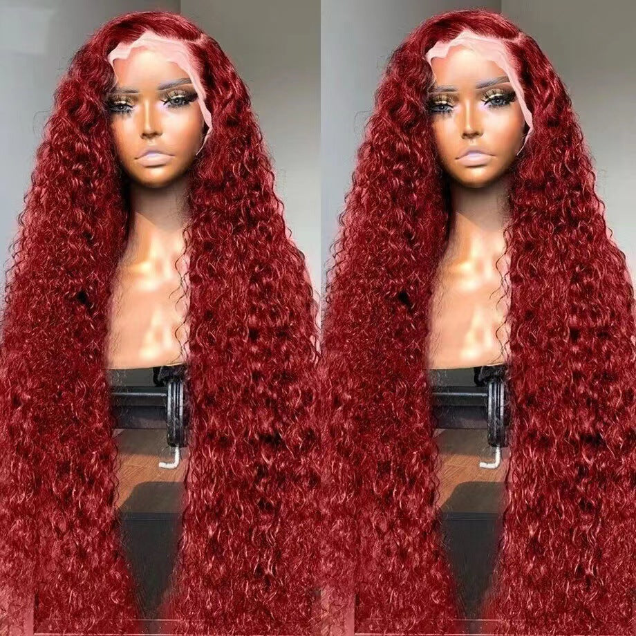 Women's Front Lace African Small Volume Curly Hair Head Wig Long Curls