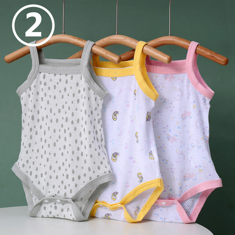 Summer Sling Pure Cotton Class Clothes For Babies One-piece Crawling Jumpsuit, Climbing Suit
