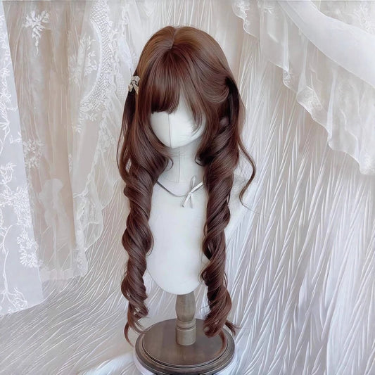 Ancient Early Jellyfish Roll Princess Hairstyle Short Sideburns Face Repair Wig Long Curls