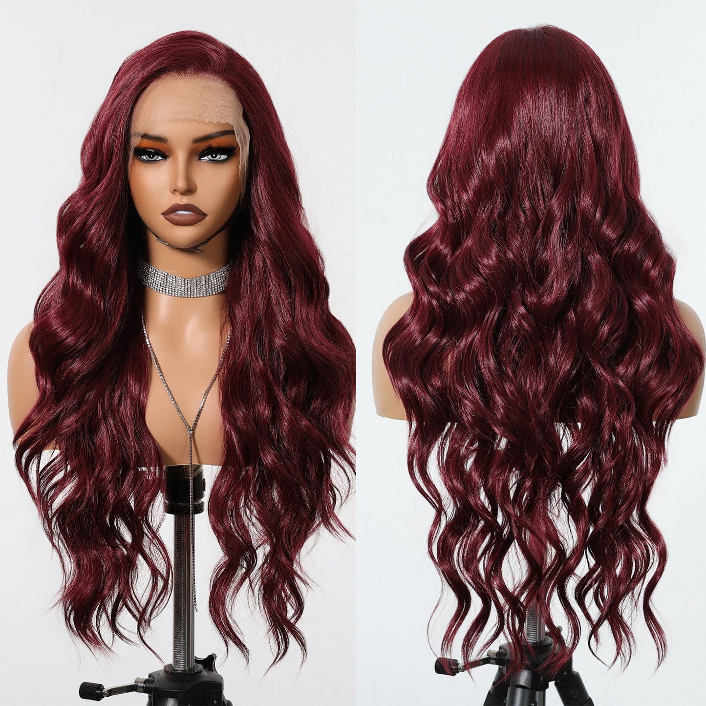 Area Lace Female Light Brown Dyed Curly Hair Wig Long Curls