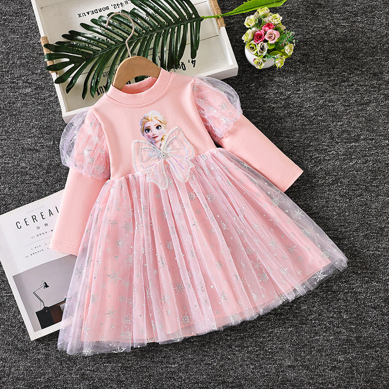 Autumn Frozen Western Style Aisha Princess Long Sleeve Tulle Children's Dress