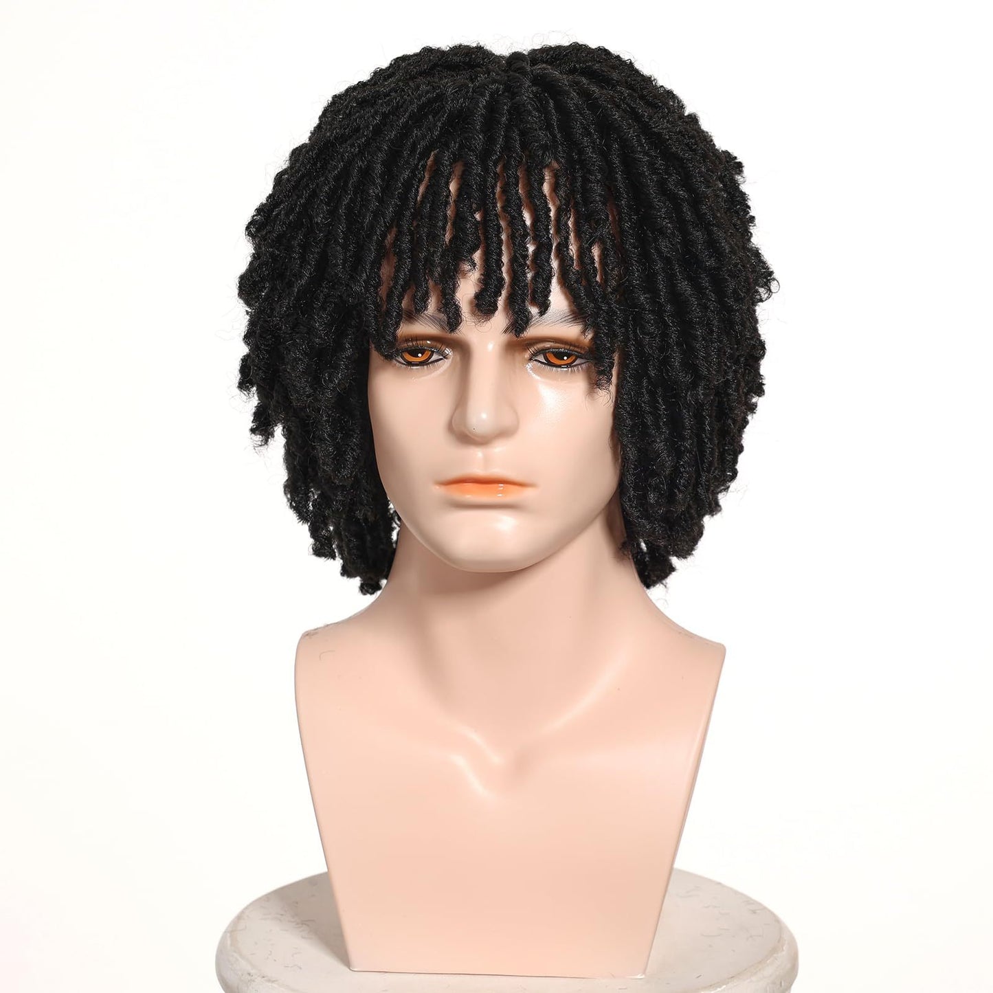 Men's African Dreadlocks Hollow Tube Curved For Black Synthetic Men's Wig