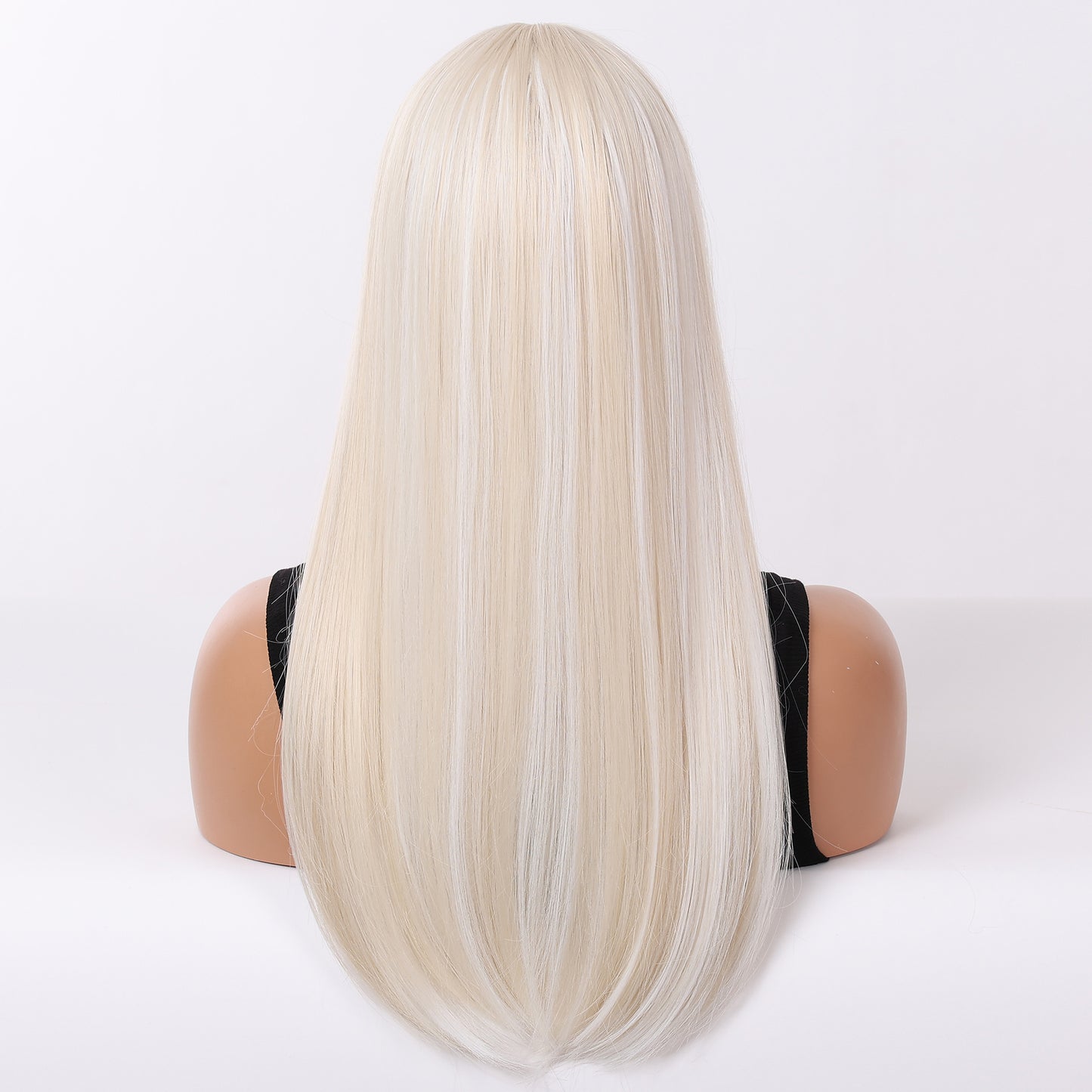 Women's Golden Color Hair Natural Air Bangs Long Straight Wig
