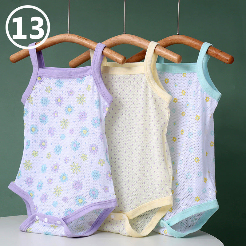 Summer Sling Pure Cotton Class Clothes For Babies One-piece Crawling Jumpsuit, Climbing Suit