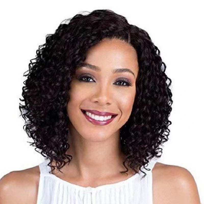 African Small Volume Afro Medium Fashion Fluffy Fiber Wig Short Curly Hair