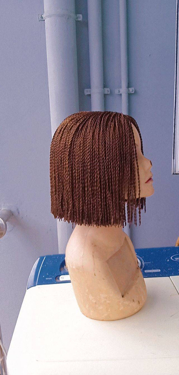 Women's African Braid Synthetic Wigs Black Wig Short Straight Hair