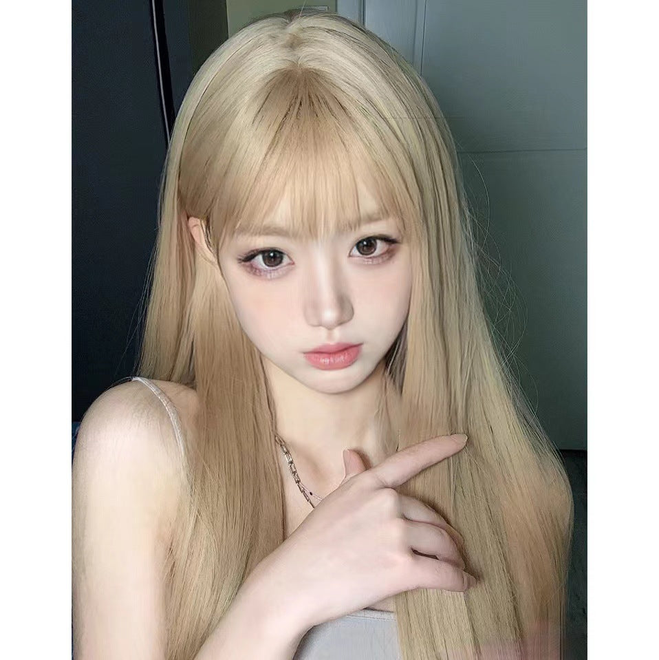 Bangs Red Natural Simulation Sweet Hair Long Straight Wig