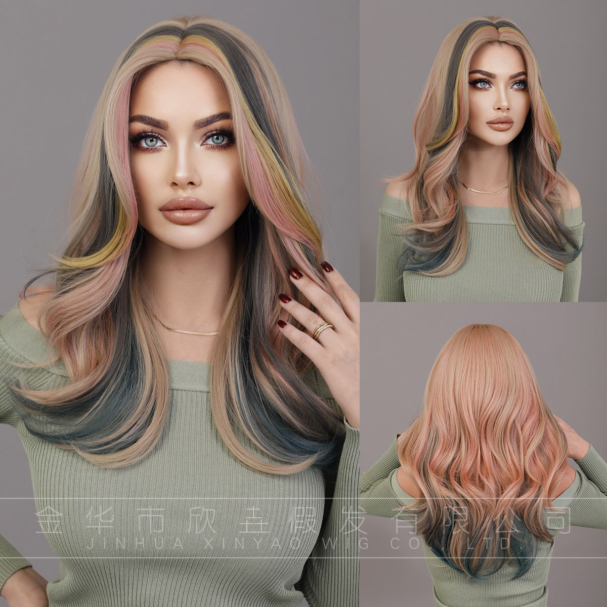 Curly Wigs Middle Part Wavy Synthetic Wig Long Curls