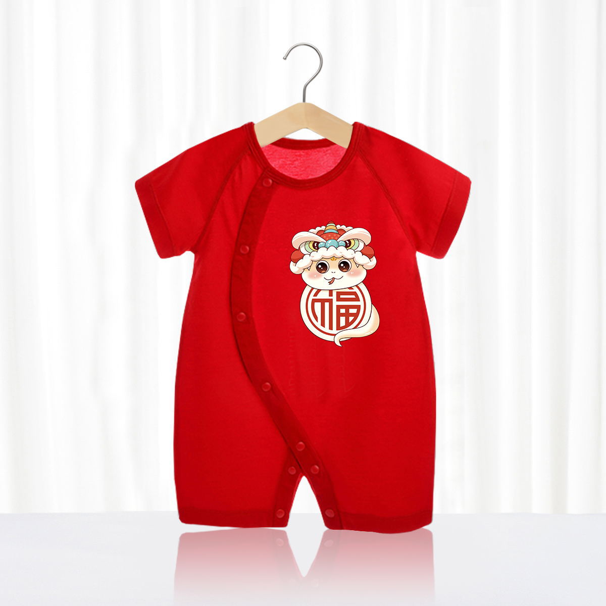 Thin Pure Cotton Red First Month Old Days Banquet Home Jumpsuit, Climbing Suit
