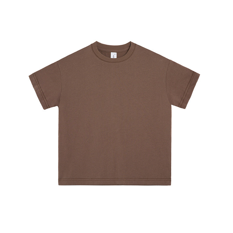 Children's Big Sports Round Neck Solid Color Children's T-shirt