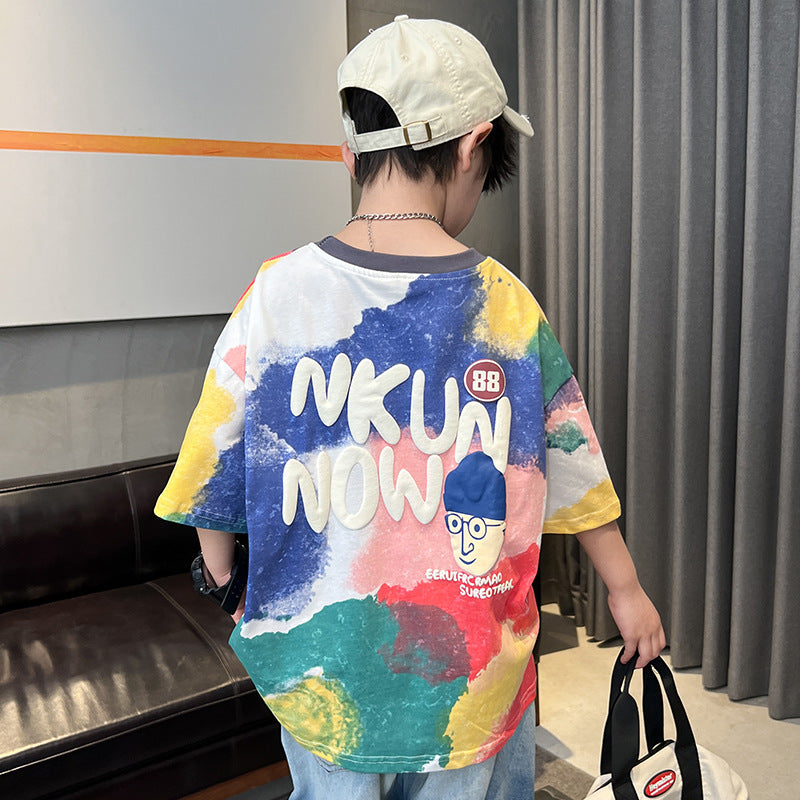 Children's Clothing Summer Clothes Cotton Short Sleeve Middle Big Fashion Children's T-shirt
