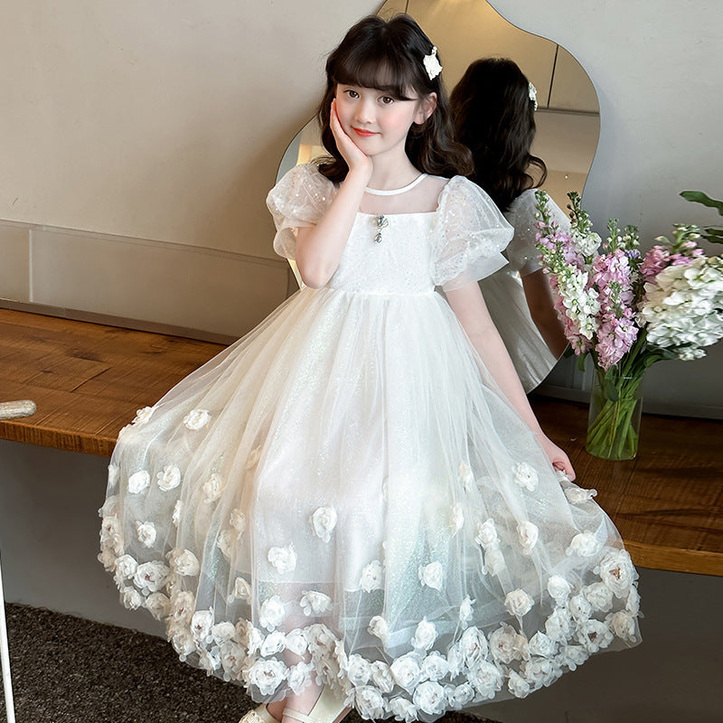 Summer Middle Big Cute Sweet Court Style Princess Children's Dress