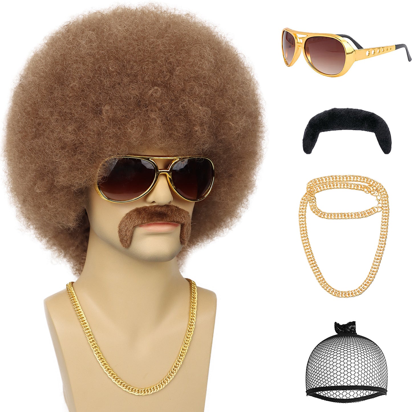 Men's Hood Fluffy Afro African Small Roll Men's Wig