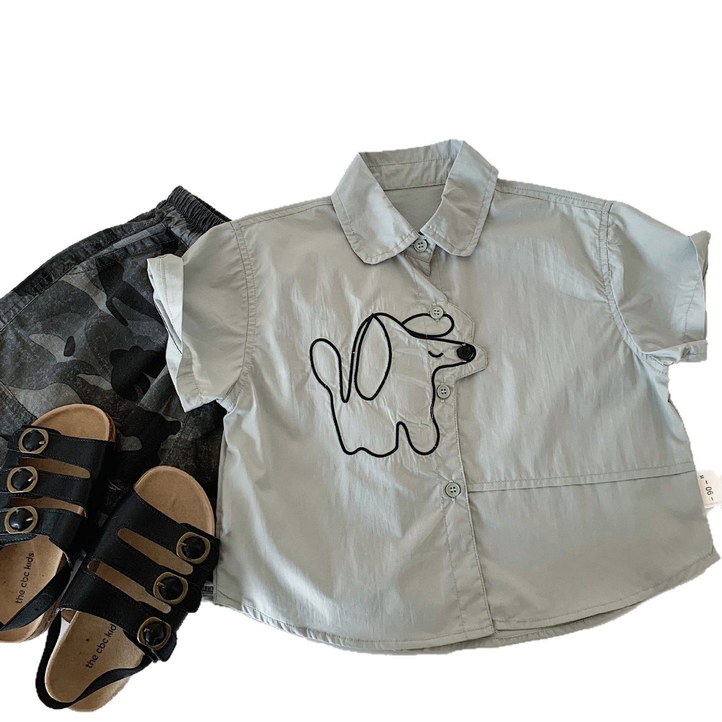 Children's Sleeve Summer Embroidered Puppy Fashionable Clothing Children's Shirt