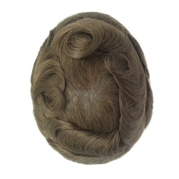 Men's Leather Hand Crochet V Needle Hairpiece Men's Wig