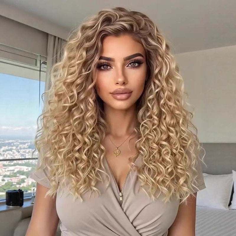 Small Curly Hair Front Lace Medium Chemical Wig Long Curls