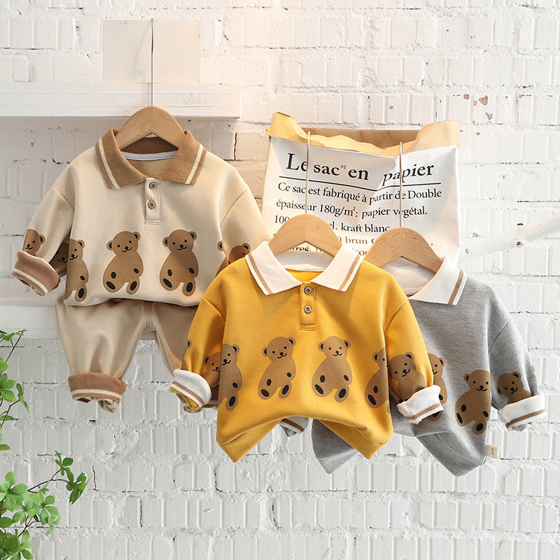 Children's Two-piece Cartoon Lapel Boys Autumn Clothing Children's Suit