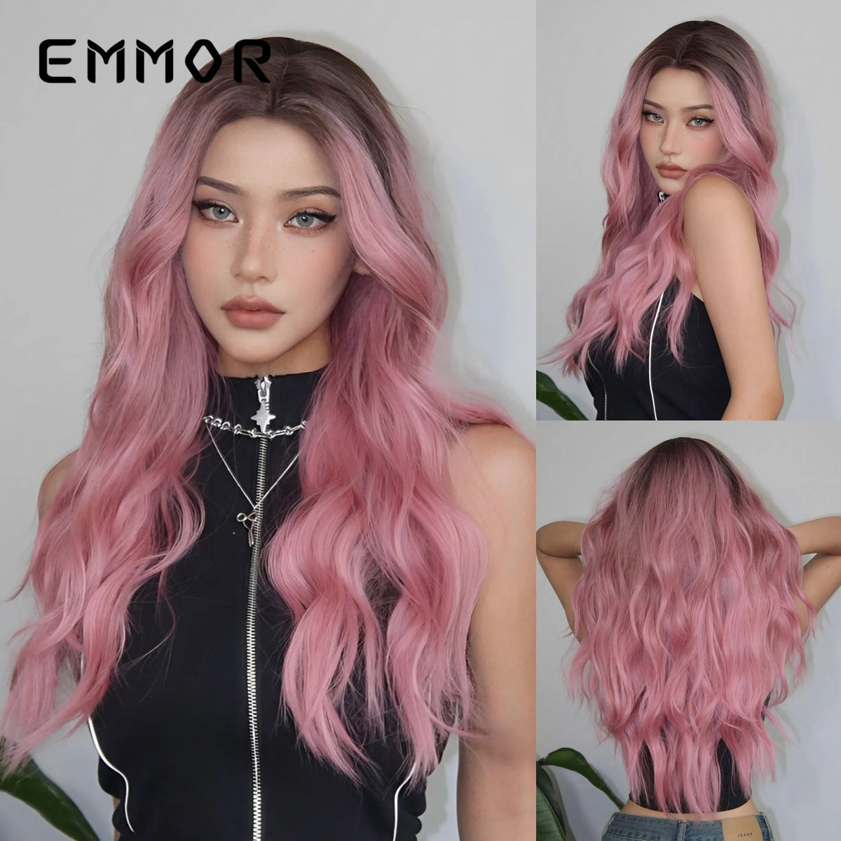 Female Atmosphere Dignified Goddess Gradient Brown Long Straight Wig