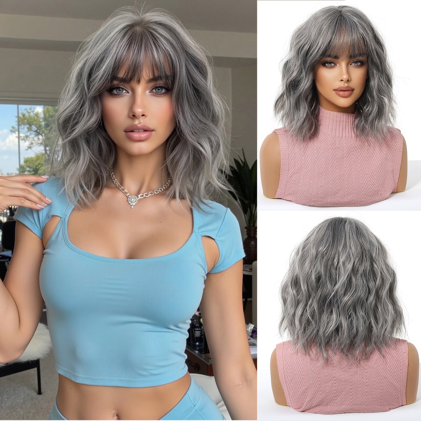 Female Cute Style Golden Short Curly Hair Matte Fiber Full Wig Long Curls