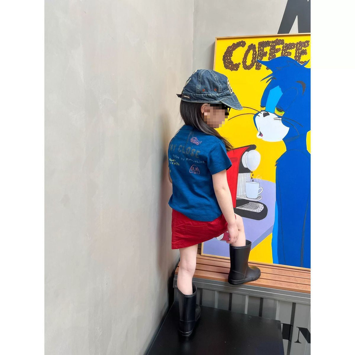 Summer Blue Cartoon Short Sleeve T-shirt Children's Suit
