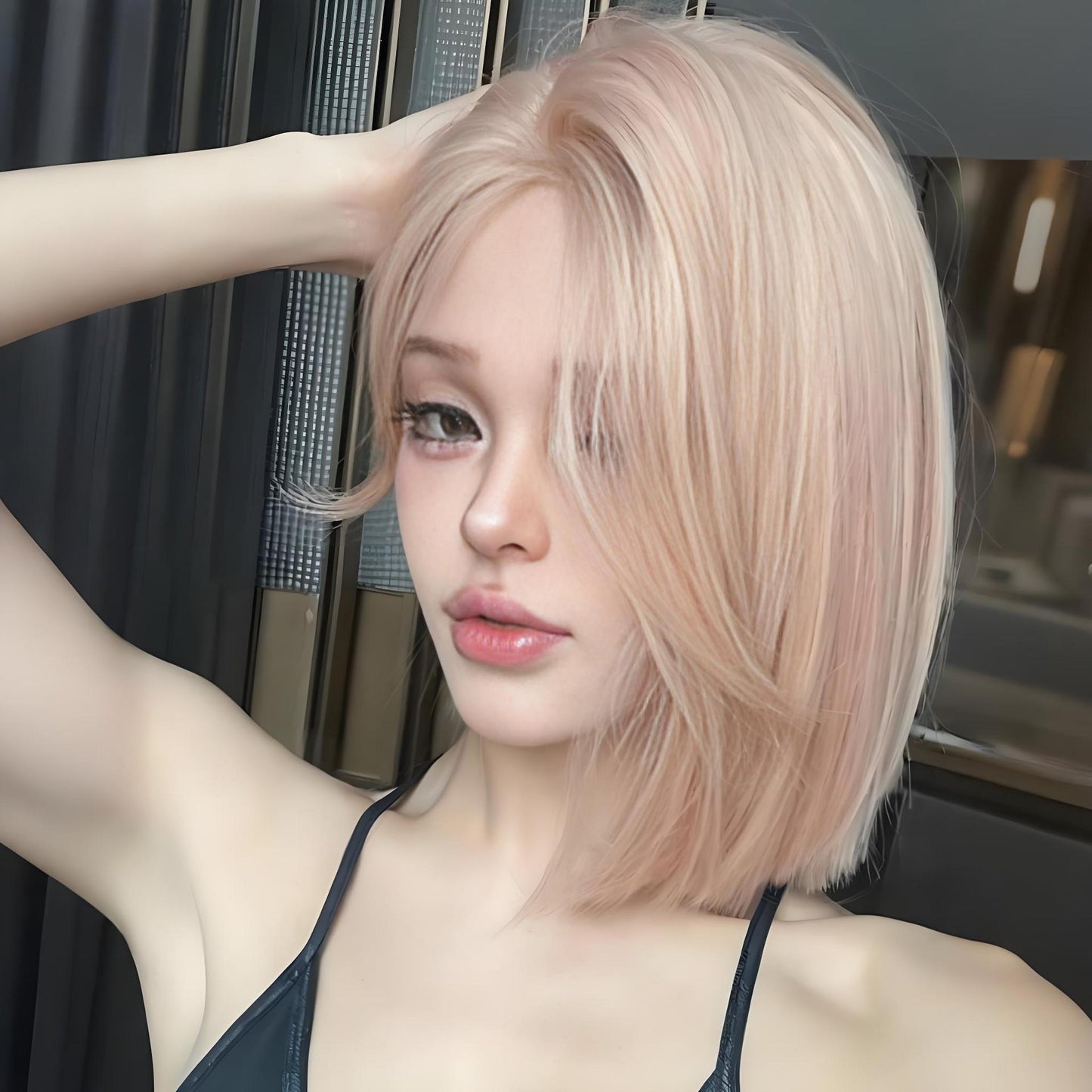 Sweetheart Natural Mid-length Korean Style Artificial Daily Full Top Wig Short Straight Hair