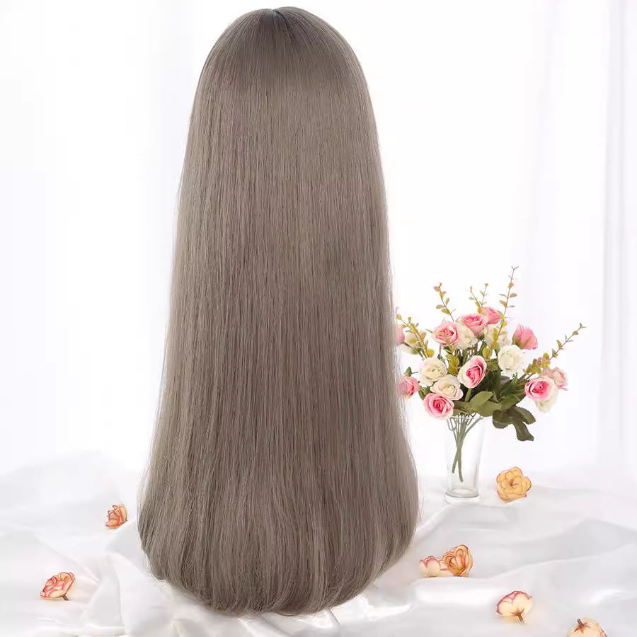 Inner Buckle Big Scalp Sheath Female Long Straight Wig