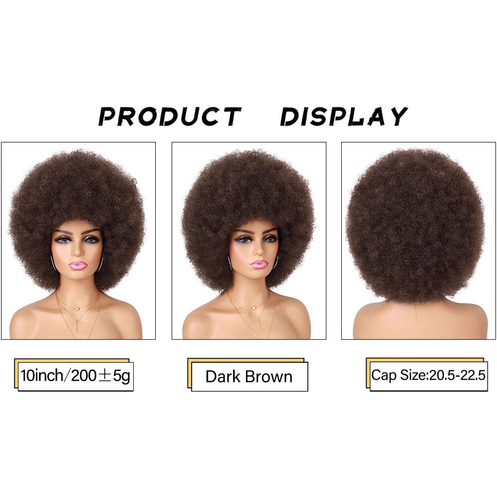 Women's Colors Second African Head Cover Fluffy Small Volume Wig Short Curly Hair