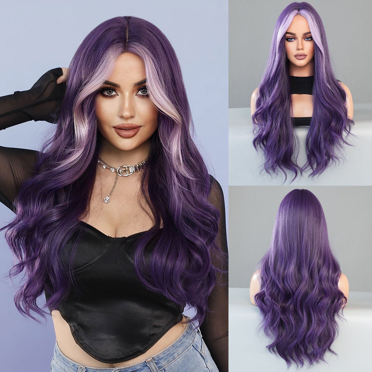 Women's Fashion Mid-point Dyed Curly Hair Sheath Big Wig Long Curls