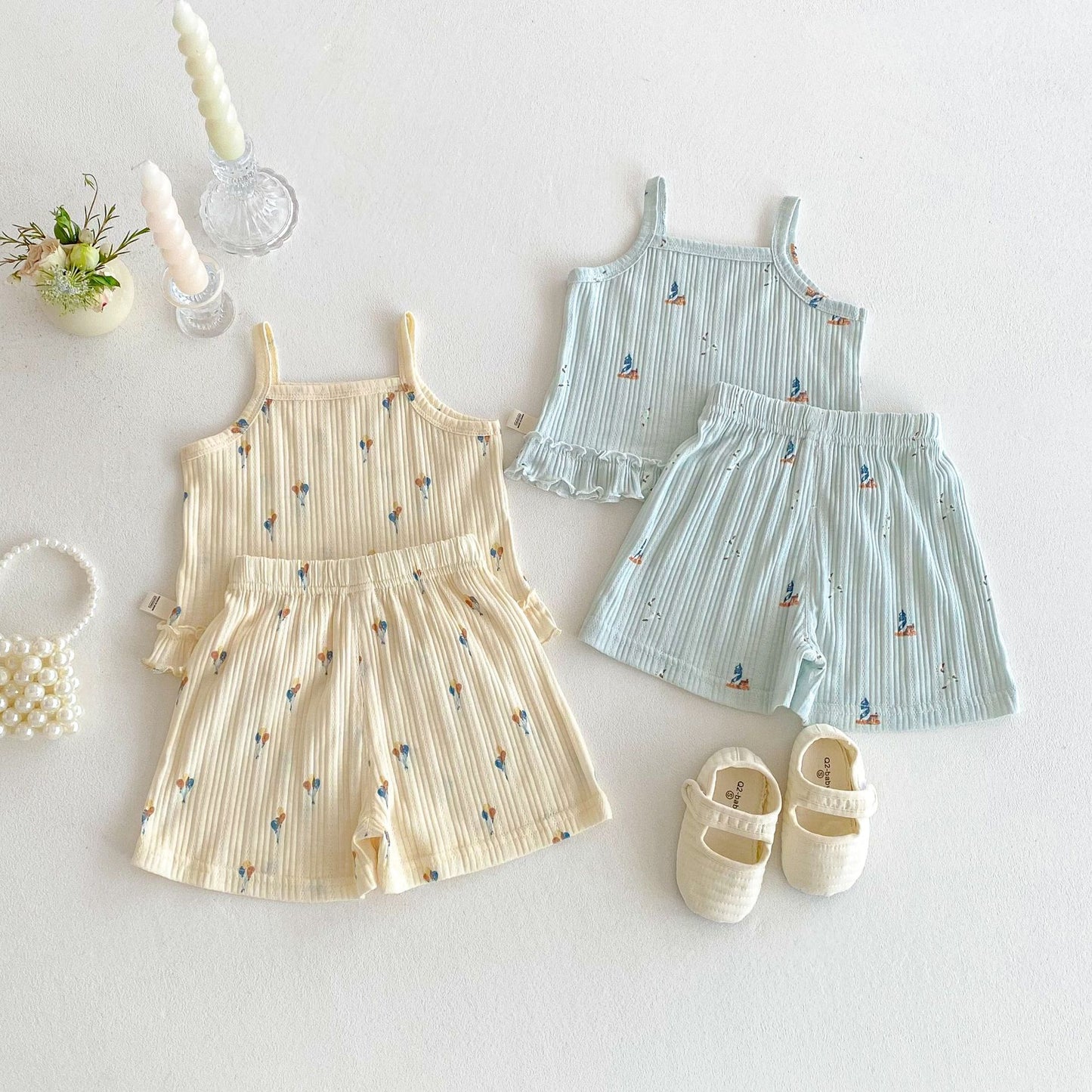No Straps Cartoon Fashionable Printed Two-piece Children's Suit