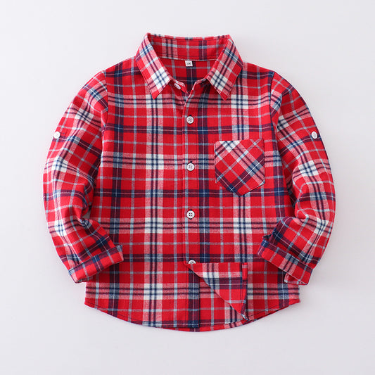 Children's Long-sleeved Plaid Korean Casual Cotton Trendy Western Children's Shirt