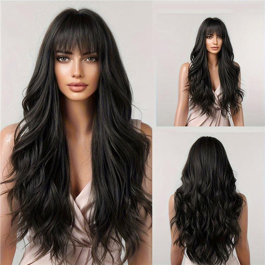 Bangs Rose Chemical Fiber Mechanism Big Wave Wig Long Curls