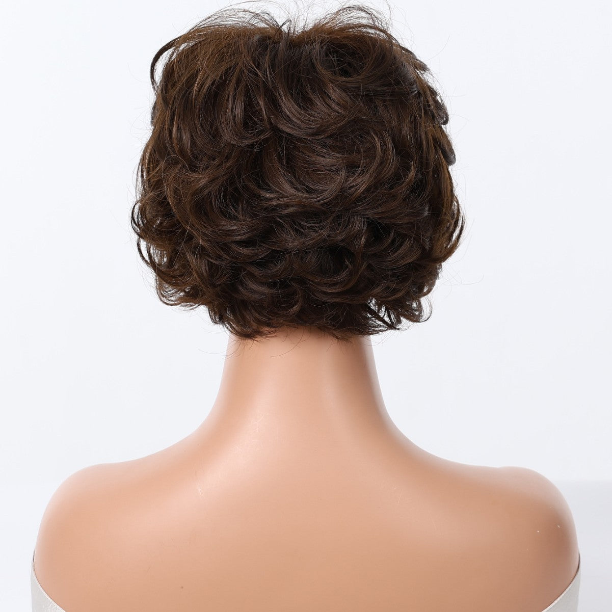 Black Highlight Female Retro Fluffy Small Roll Wig Short Curly Hair