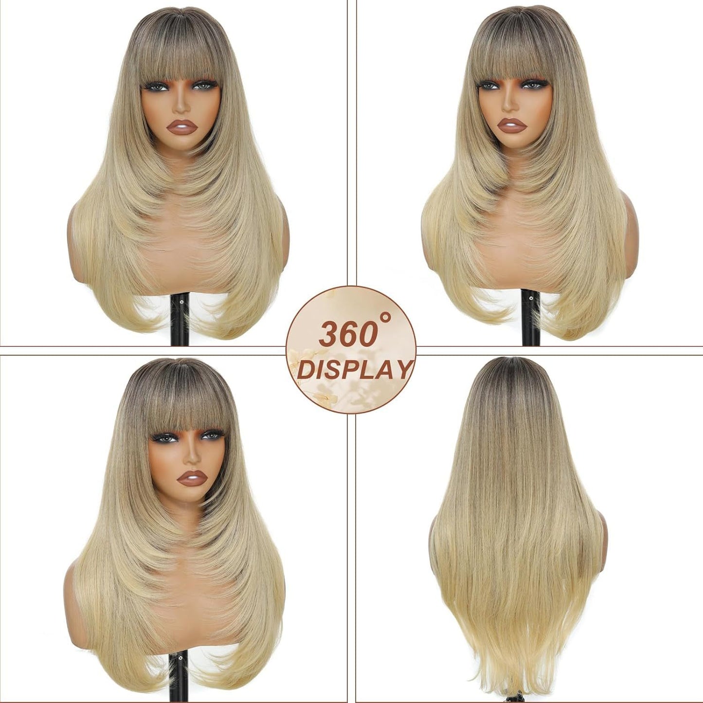 Women's Hair Layered Fiber Synthetic Wigs Long Straight Wig