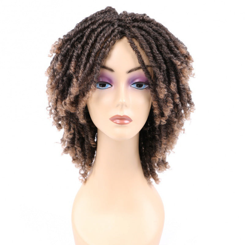 Fashion African Small Reel Curved Dreadlocks Wig Short Curly Hair