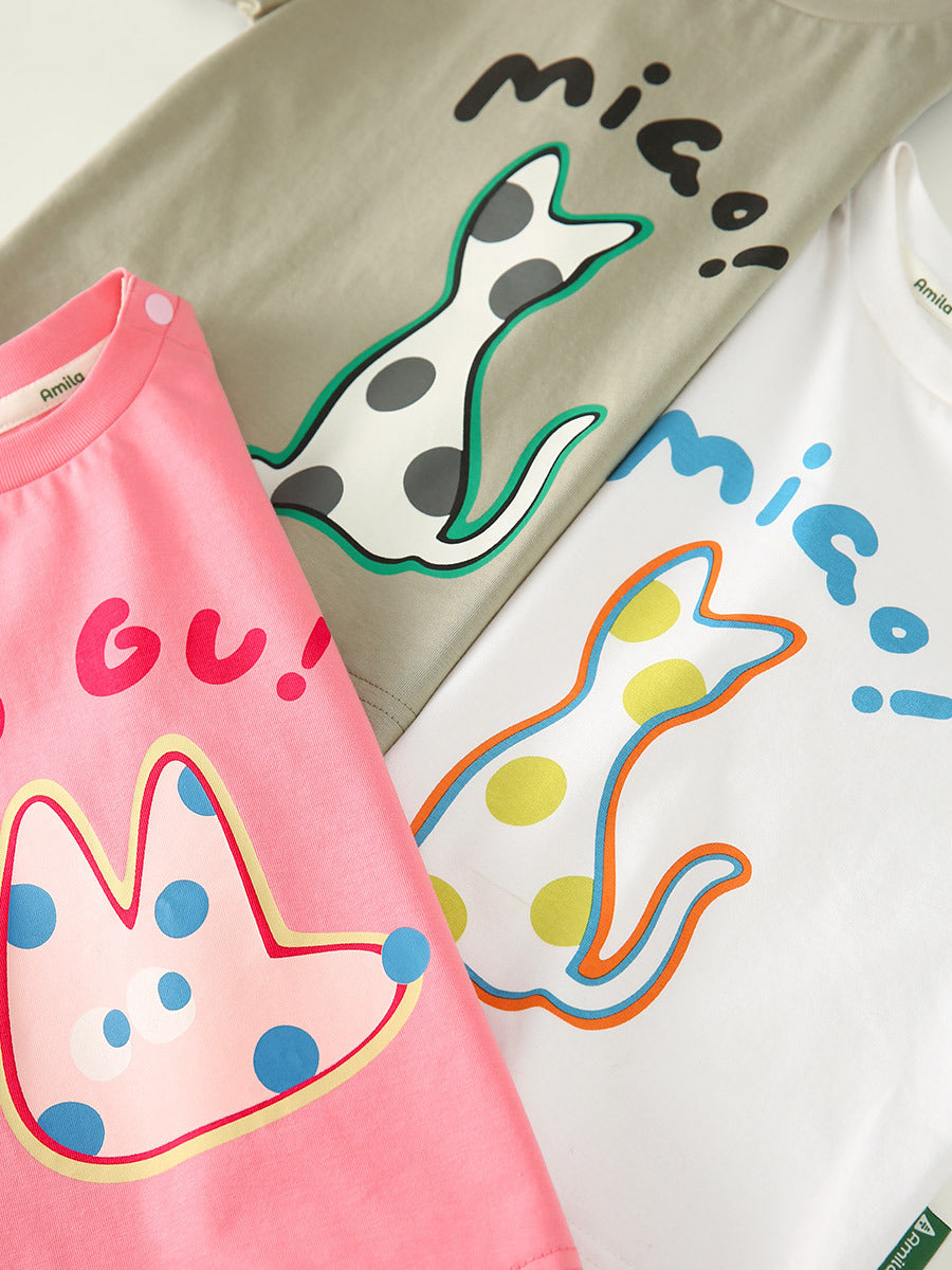 Children's Ceramic Shell Clothing Summer Boys Cute Cartoon Casual Children's T-shirt