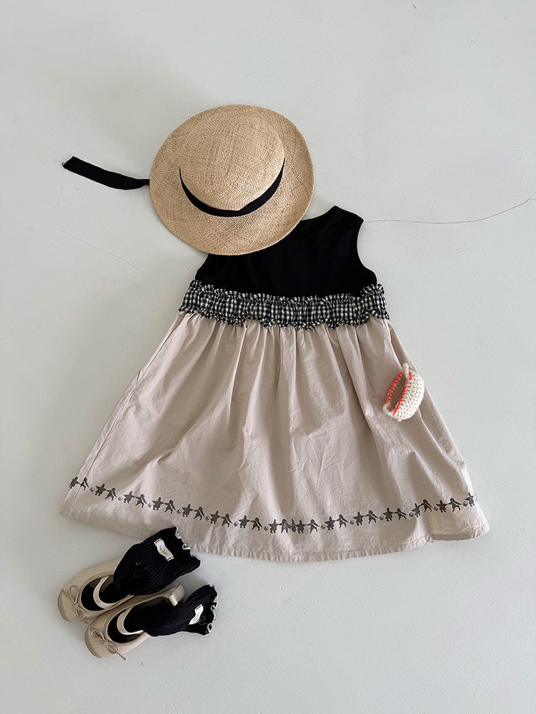 Children's Summer Korean Style Color Matching Vest Skirt Children's Dress