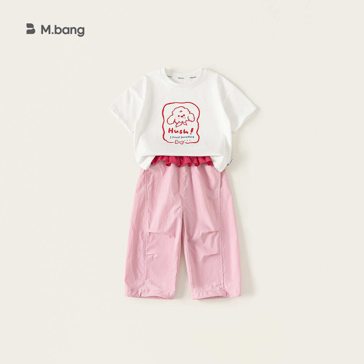 Children's Woven Clothing White T-shirt Pink Pants Two-piece Casual Wear Children's Suit