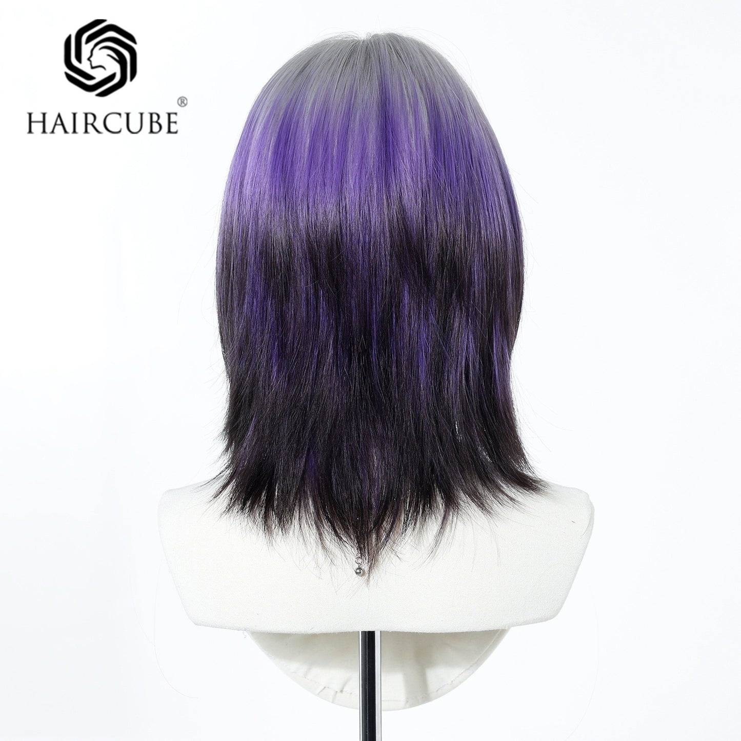 Broken Short Straight Hair Black Purple Anime Mechanism Chemical Fiber Cos Wig