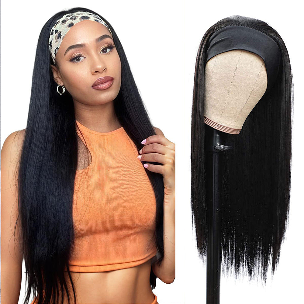 Bandana Headband Chemical Fiber Hair Head Long Straight Wig