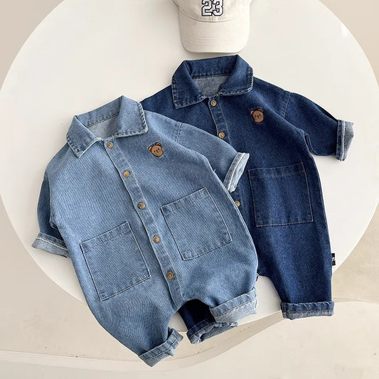 Women's & Men's Jumpsuit Denim Bear Infant Going Out Jumpsuit, Climbing Suit