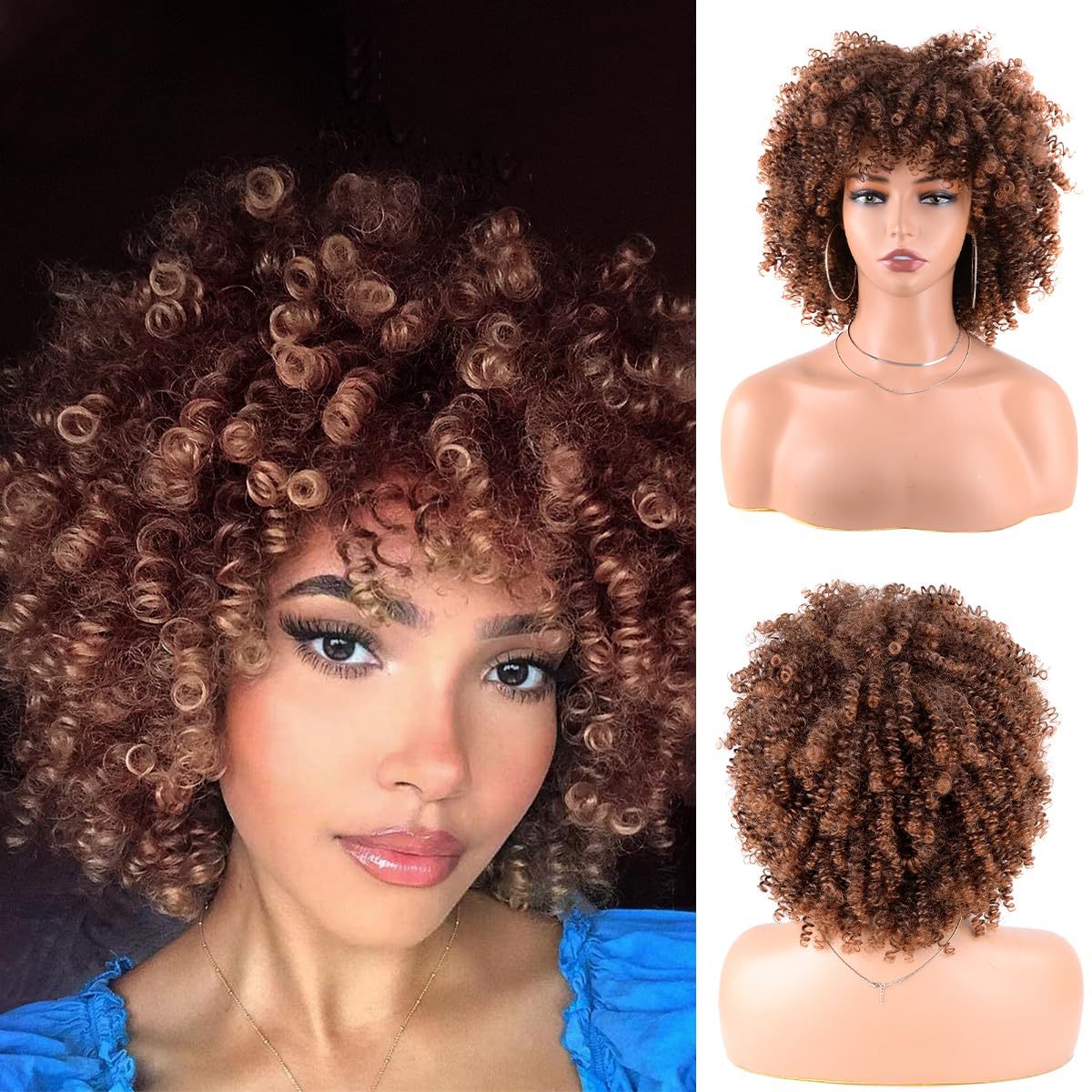 Afro Headgear African Fluffy Small Roll Wig Short Curly Hair