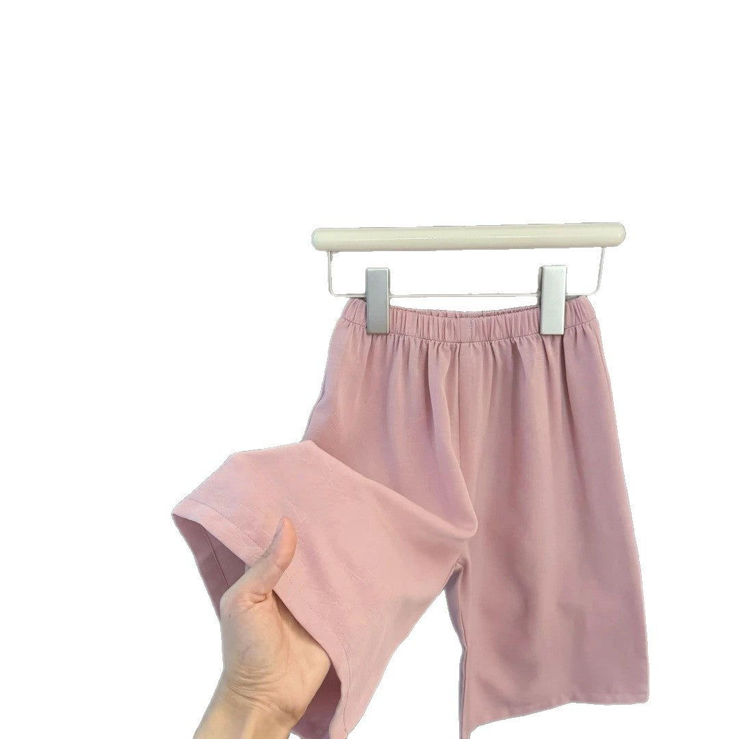 Drunk Peach Blossom Chinese Style National Pink Jacquard Cheongsam Pants Children's Suit