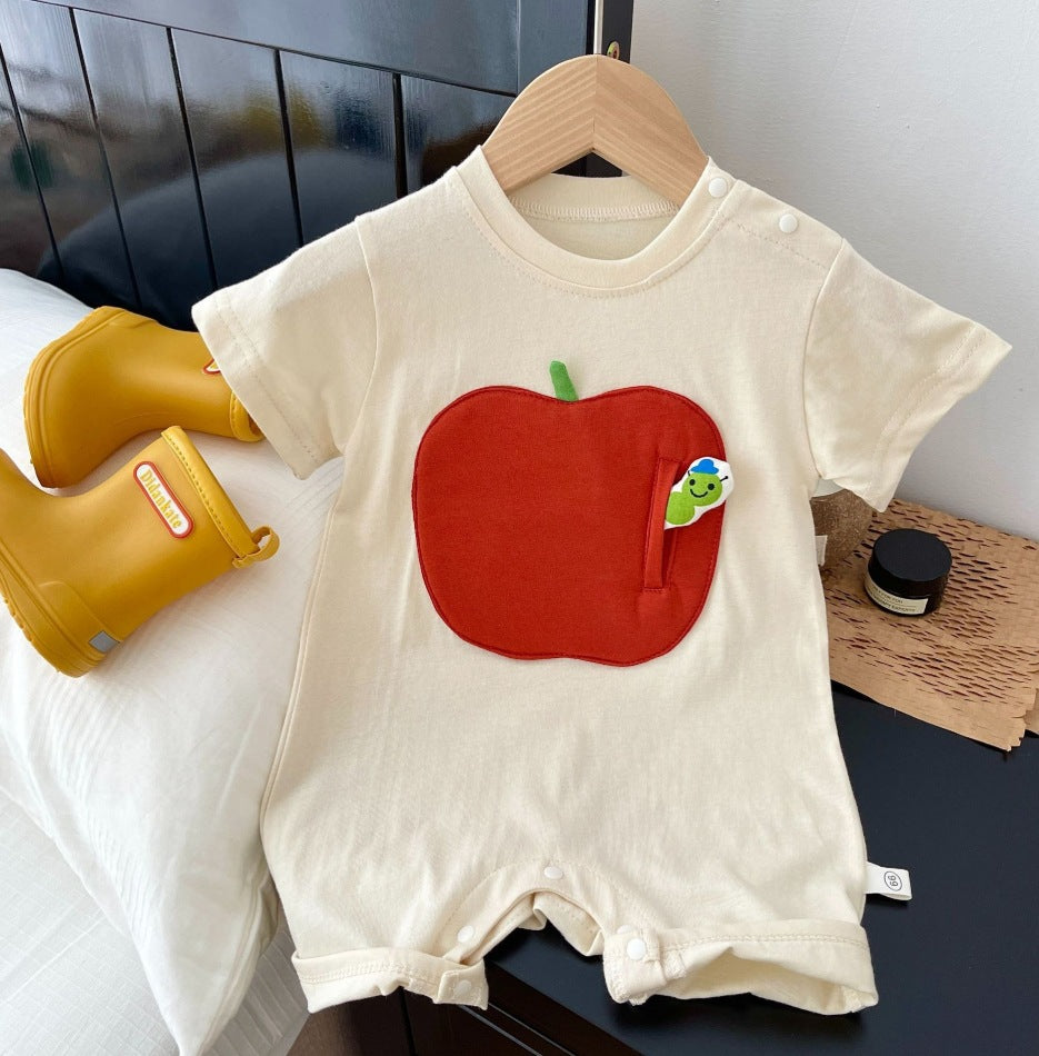 Patch Jumpsuit Summer Boys Korean Style Fruit Clothes For Babies Jumpsuit, Climbing Suit