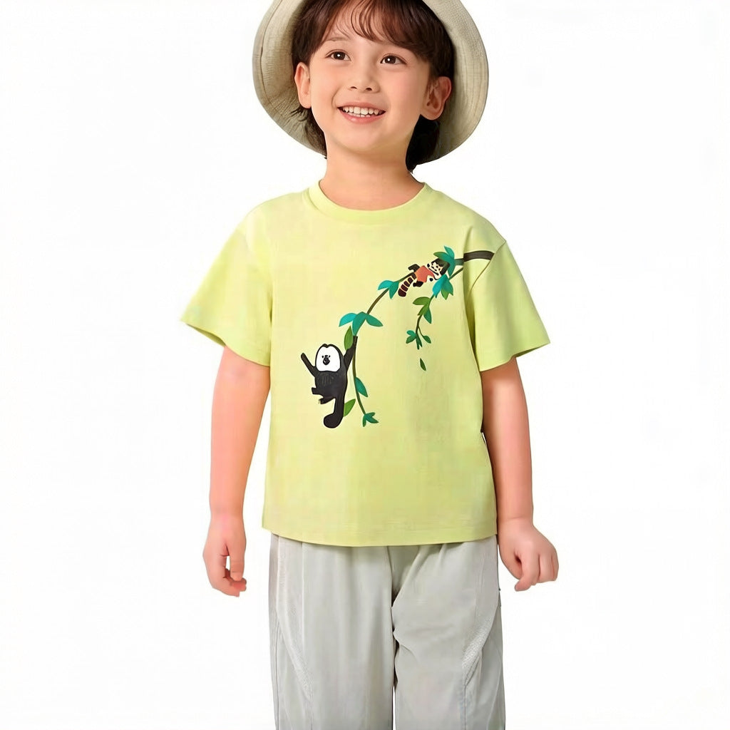 Children's Forest Zoo Boy's Short-sleeved Half Sleeve Children's T-shirt