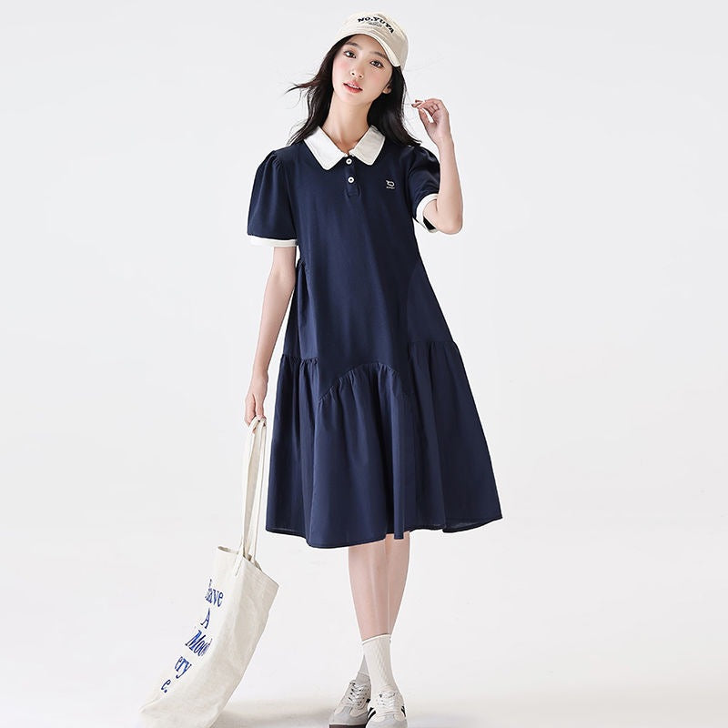 Children's Summer Trendy Preppy Style Princess Little Medium Children's Dress