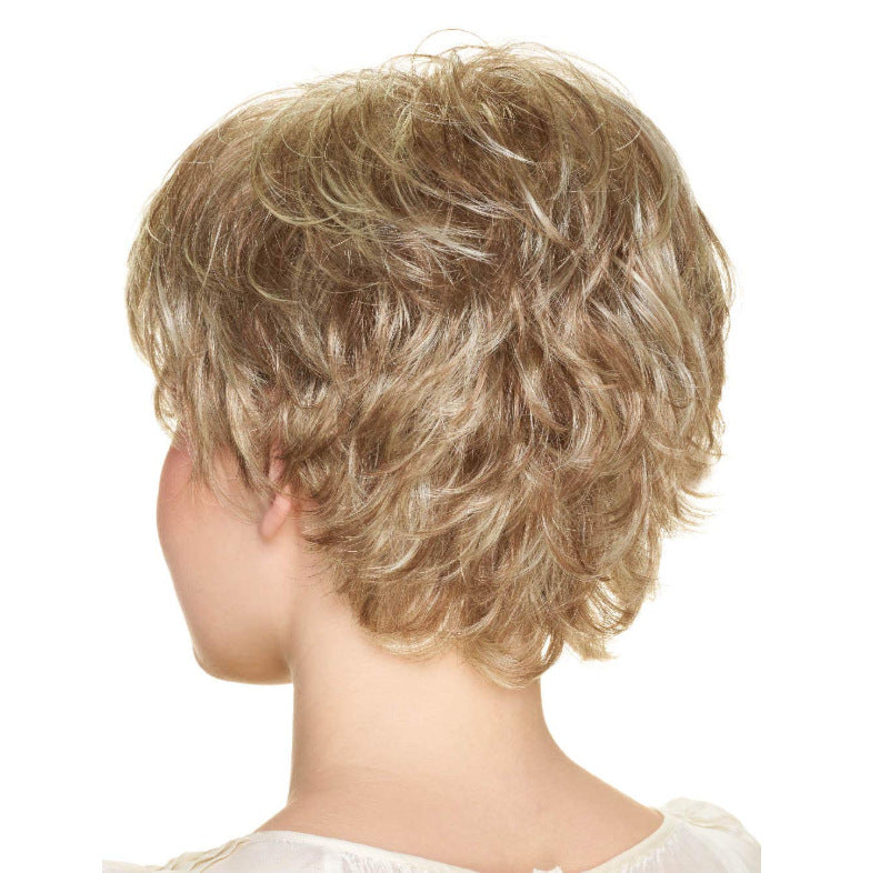 Fashion Female Curly Golden Head Cover Wig Short Straight Hair